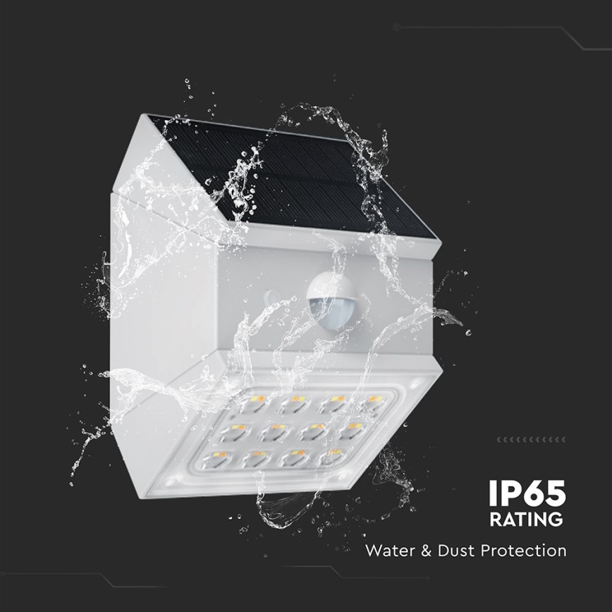 Seinale paigaldatav päikesepaneeliga LED-valgusti anduriga LED/2,5W/3,7V 3000/4000/6000K IP65 1200 mAh valge