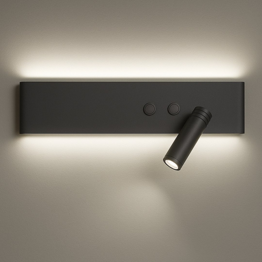 LED seinavalgusti RESORT LED/10W/230V + LED/3W must parempoolne