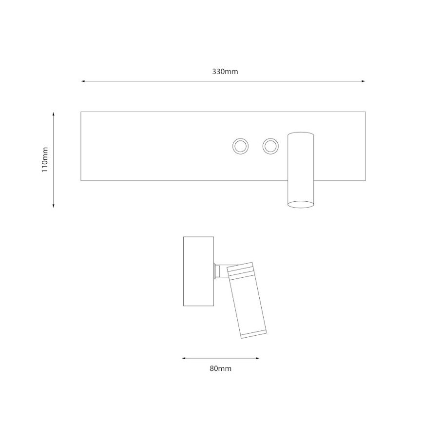 LED seinavalgusti RESORT LED/10W/230V + LED/3W must parempoolne
