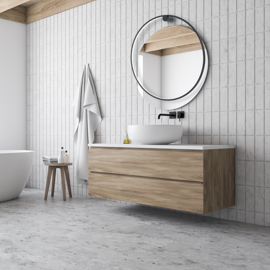 LED seinavalgusti SATURNO LED/46W/230V, läbimõõt 80 cm, IP44, must