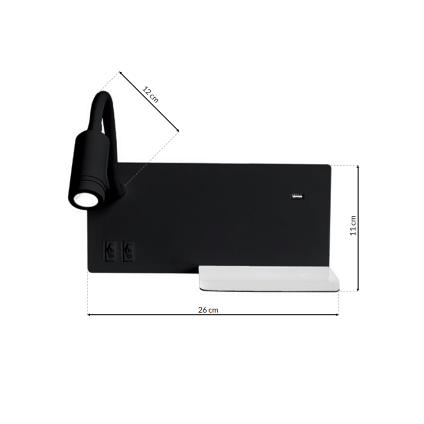 LED Seinavalgusti SHELF 1xLED/4W+1xLED/5W+1xLED/2W/230V must