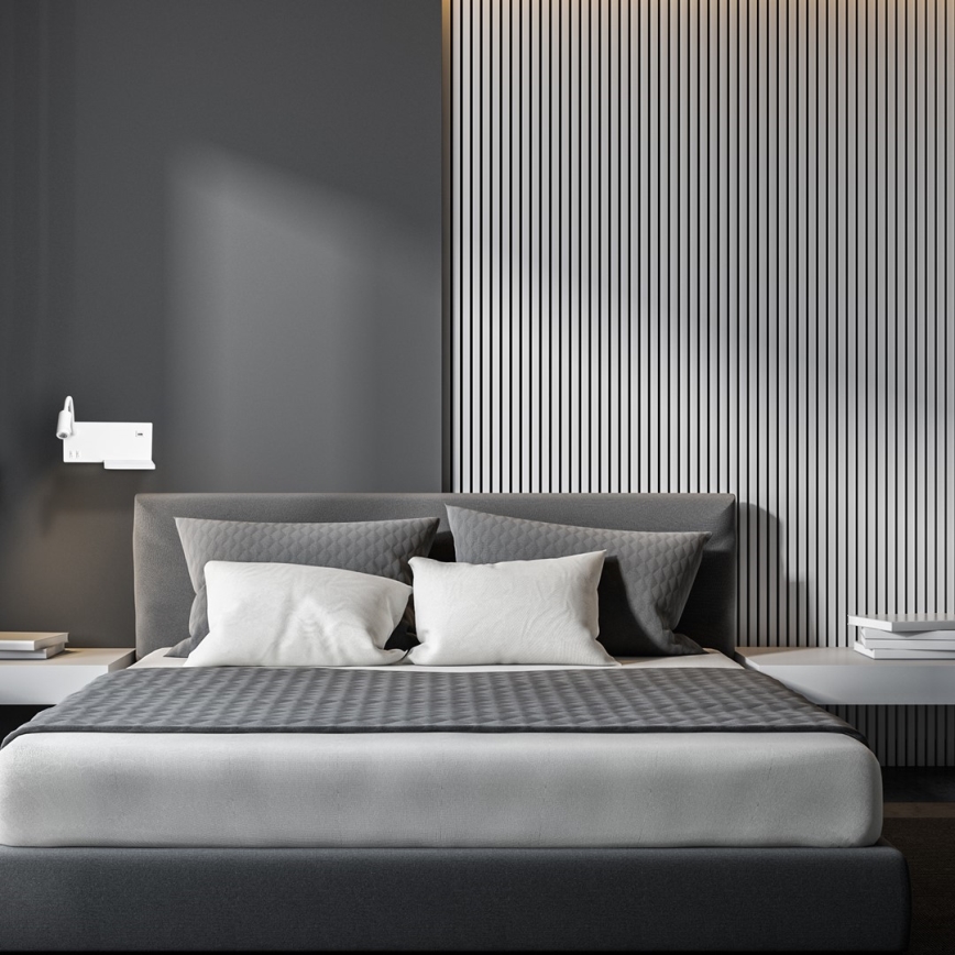 LED seinavalgusti SHELF LED/4W+LED/5W+LED/2W/230V + USB-port valge