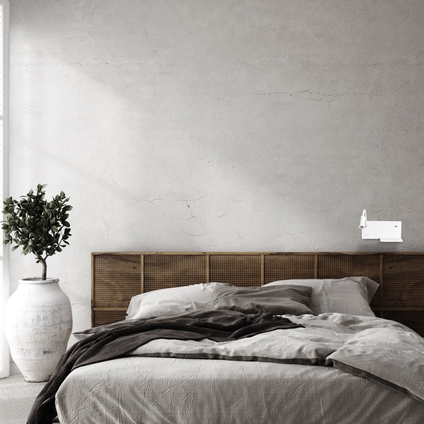 LED seinavalgusti SHELF LED/4W+LED/5W+LED/2W/230V + USB-port valge