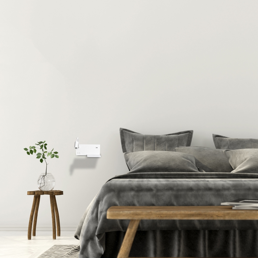 LED seinavalgusti SHELF LED/4W+LED/5W+LED/2W/230V + USB-port valge