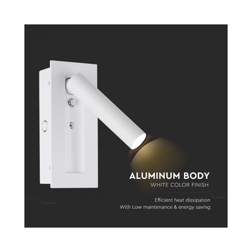 LED seinavalgusti (suunatav) LED/2W/230V 3000K valge