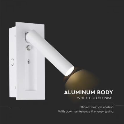 LED seinavalgusti (suunatav spot) LED/2W/230V 3000K valge