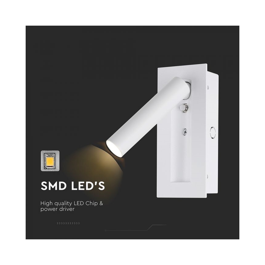 LED seinavalgusti (suunatav spot) LED/2W/230V 3000K valge