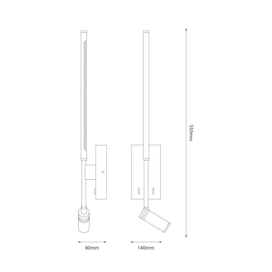 LED-seinavalgusti TORCH LED/6W/230V + LED/3W valge