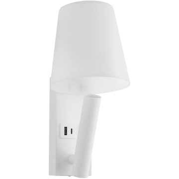 LED-seinavalgusti USB-pordiga LED/2W/230V 3000K valge