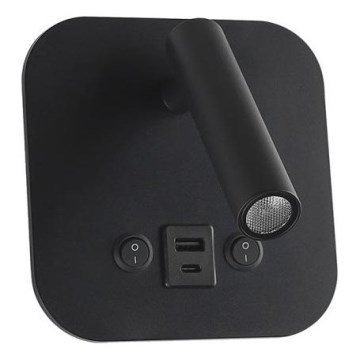 LED seinavalgusti USB-pordiga LED/8W/230V 3000K must