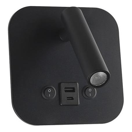 LED seinavalgusti USB-pordiga LED/8W/230V 3000K must