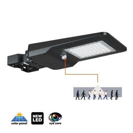 LED päikesepaneeliga tänavavalgusti anduriga STREET LED/20W/7,4V 3000/4000/6000K IP65 5400 mAh