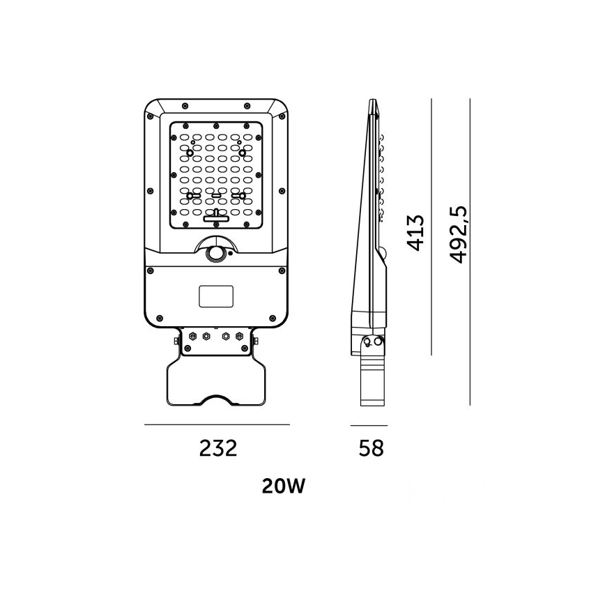 LED päikesepaneeliga tänavavalgusti anduriga STREET LED/20W/7,4V 3000/4000/6000K IP65 5400 mAh