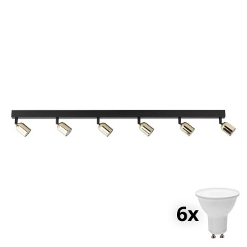 LED spotvalgusti TOP 6xGU10/10W/230V must/kuldne