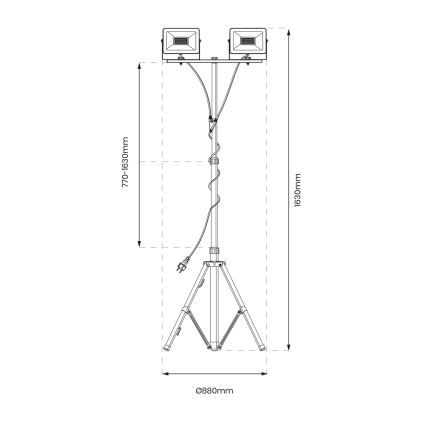 LED Statiiviga prožektor 2xLED/30W/230V 4000K IP44