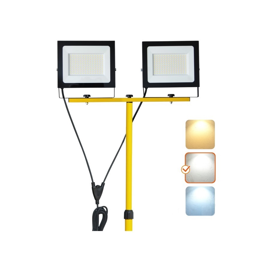LED Statiiviga prožektor TIGRA 2xLED/100W/230V 4000K IP54 must/kollane