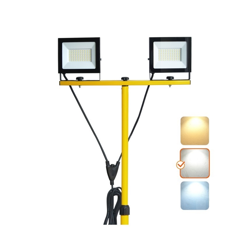 LED Statiiviga prožektor TIGRA 2xLED/50W/230V 4000K IP54 must/kollane