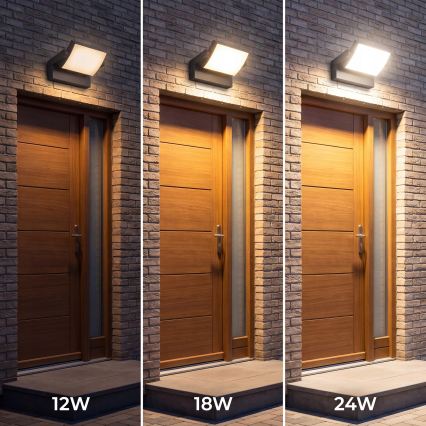 LED hämardatav välisseinale paigaldatav seinavalgusti LED/12/18/24W/230V 3000/4000/6500K IP54 must