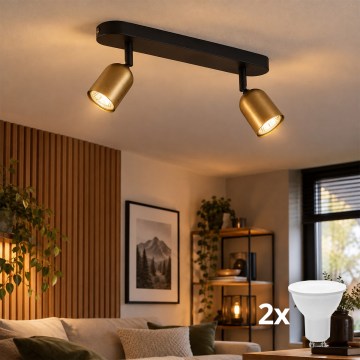 LED suunavalgusti TOP 2xGU10/10W/230V kuldne/must