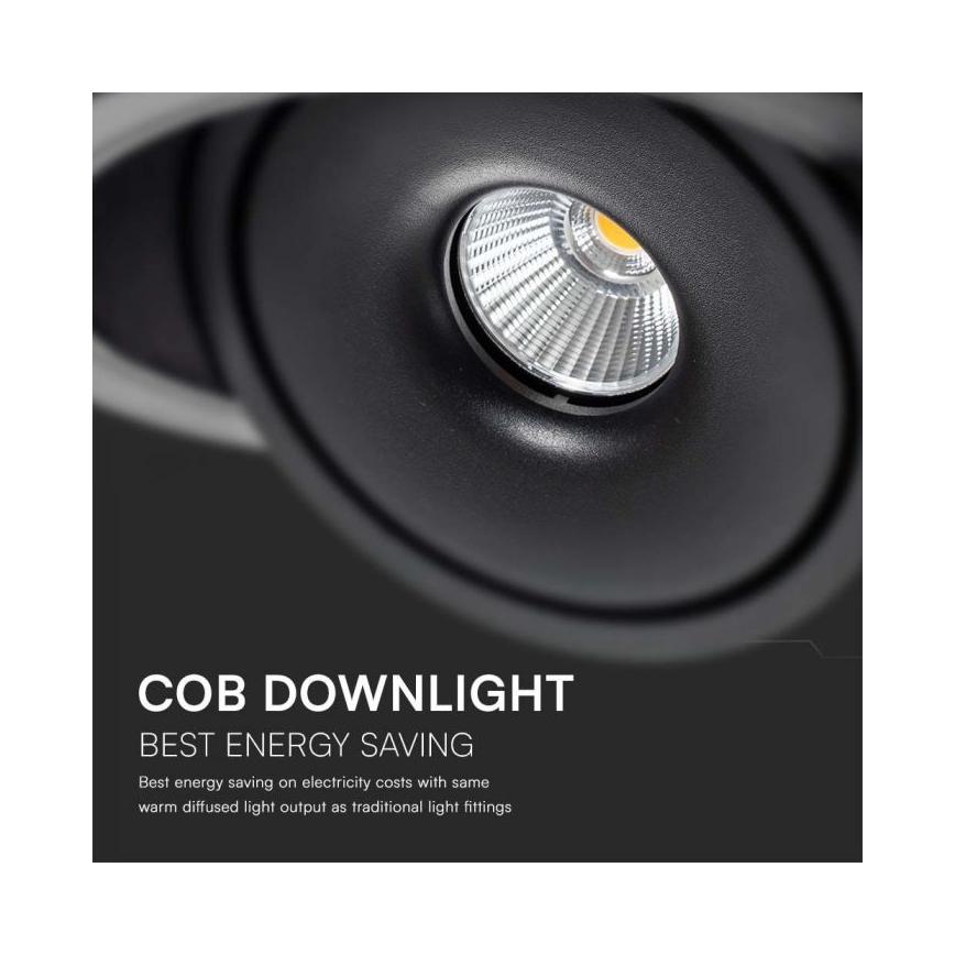 LED Süvistatav kohtvalgusti LED/12W/230V 3000/4000/6400K d. 12 cm must