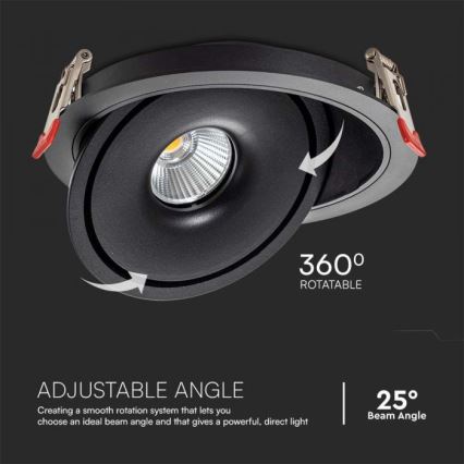 LED Süvistatav kohtvalgusti LED/12W/230V 3000/4000/6400K d. 12 cm must