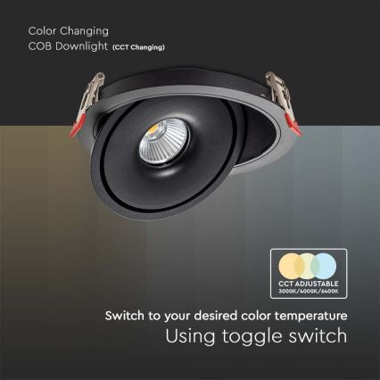 LED Süvistatav kohtvalgusti LED/12W/230V 3000/4000/6400K d. 12 cm must