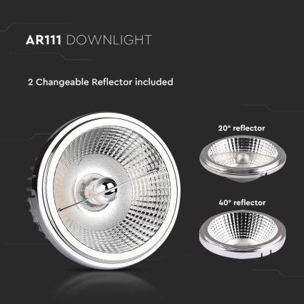 LED Süvistatav kohtvalgusti LED/20W/230V 4000K 40°/20° d. 11 cm läikiv kroom
