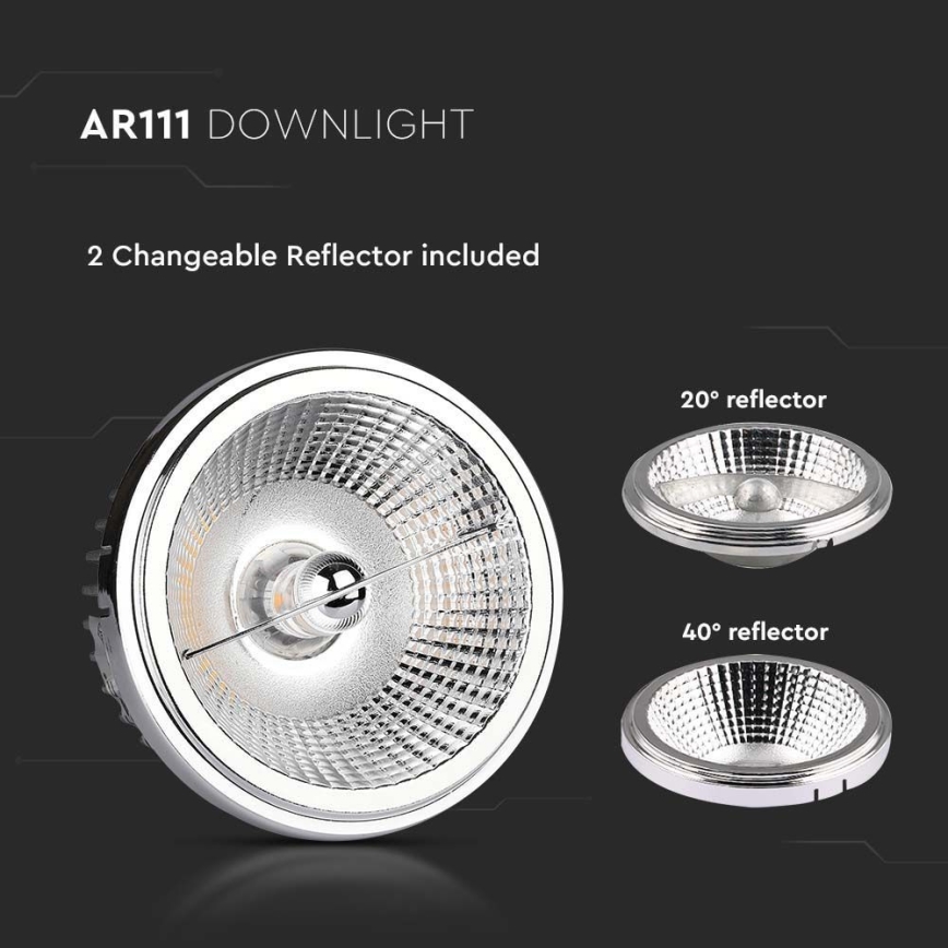 LED Süvistatav kohtvalgusti LED/20W/230V 4000K 40°/20° d. 11 cm läikiv kroom