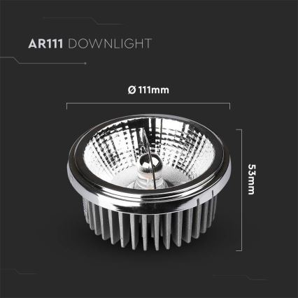 LED Süvistatav kohtvalgusti LED/20W/230V 4000K 40°/20° d. 11 cm läikiv kroom