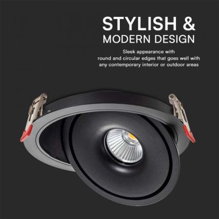 LED Süvistatav kohtvalgusti LED/28W/230V 3000/4000/6400K d. 20 cm must