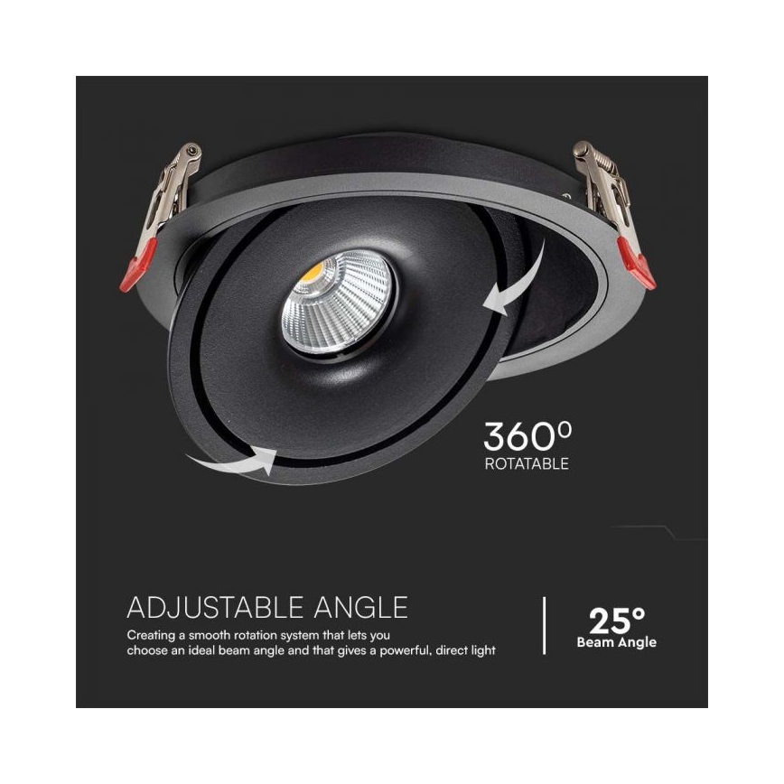 LED Süvistatav kohtvalgusti LED/28W/230V 3000/4000/6400K d. 20 cm must