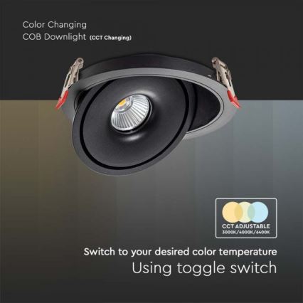 LED Süvistatav kohtvalgusti LED/28W/230V 3000/4000/6400K d. 20 cm must