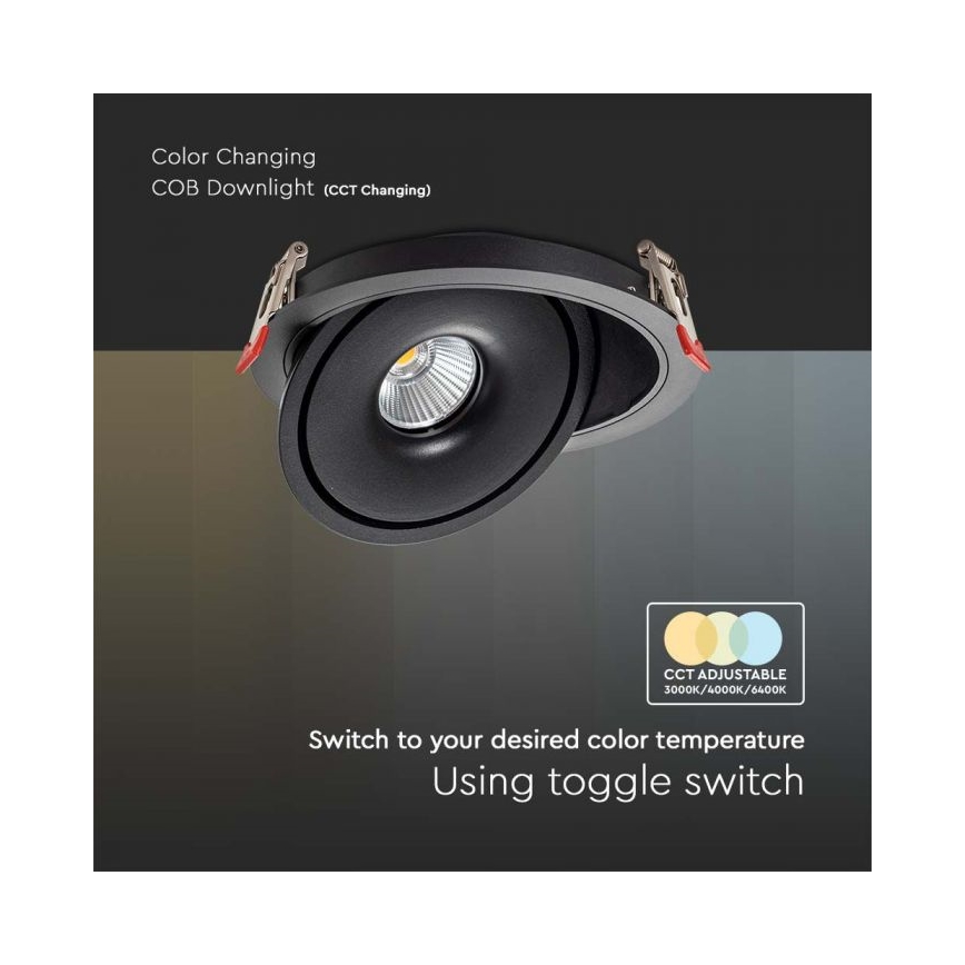 LED Süvistatav kohtvalgusti LED/28W/230V 3000/4000/6400K d. 20 cm must