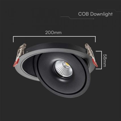 LED Süvistatav kohtvalgusti LED/28W/230V 3000/4000/6400K d. 20 cm must