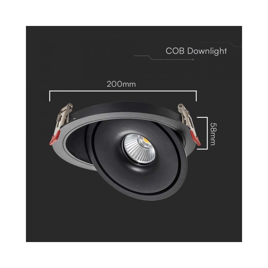 LED Süvistatav kohtvalgusti LED/28W/230V 3000/4000/6400K d. 20 cm must