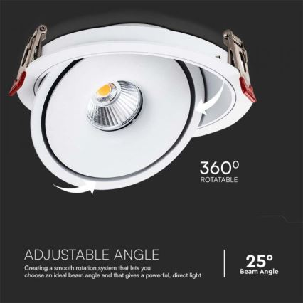 LED Süvistatav kohtvalgusti LED/28W/230V 3000/4000/6400K d. 20 cm valge