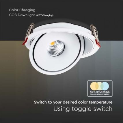 LED Süvistatav kohtvalgusti LED/28W/230V 3000/4000/6400K d. 20 cm valge