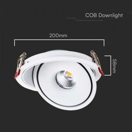 LED Süvistatav kohtvalgusti LED/28W/230V 3000/4000/6400K d. 20 cm valge