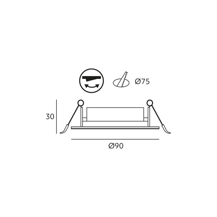 LED-süvistatav laevalgusti BRINO LED/3/5/7W/230V 3000/4000/6500K must