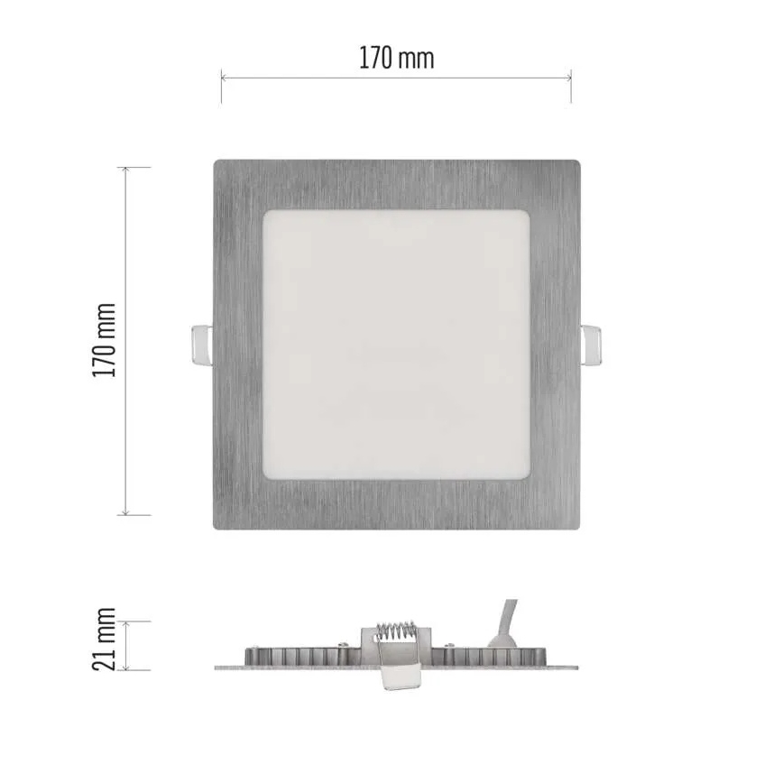 LED-süvistatav laevalgusti NEXXO LED/12,5W/230V 3000/3500/4000K hõbedane 17x17 cm