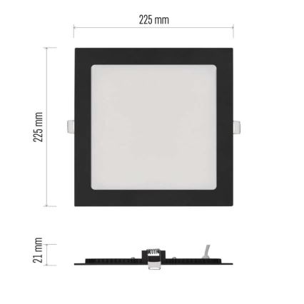 LED süvistatav laevalgusti NEXXO LED/18W/230V 3000/3500/4000K must 22,5 x 22,5 cm