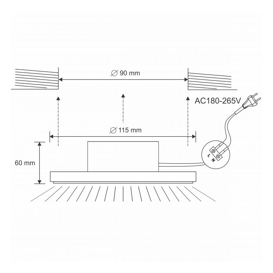 LED Süvistatav laevalgusti vannituppa LED/10W/230V 4000K hõbedane IP44