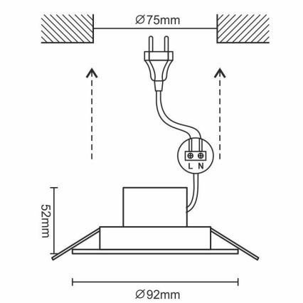 LED Süvistatav laevalgusti vannituppa LED/7W/230V 3000K valge IP44