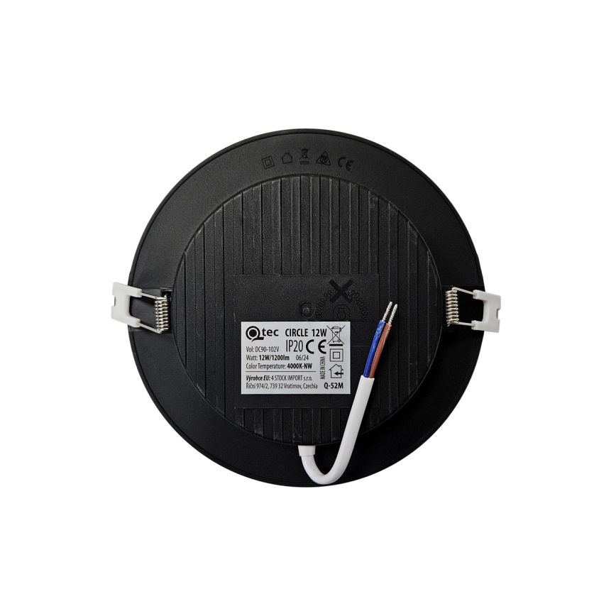 LED Süvistatav valgusti CIRCLE LED/12W/230V 4000K d. 17 cm must