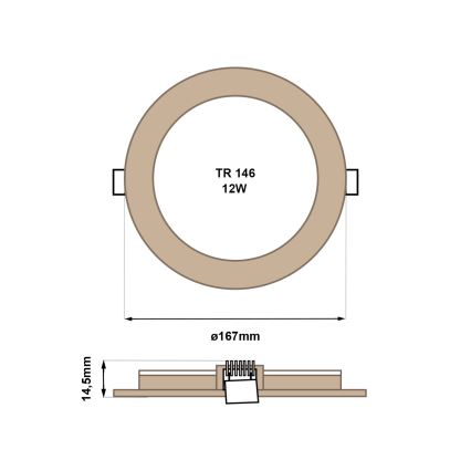 LED Süvistatav valgusti CIRCLE LED/12W/230V 4200K d. 16,7 cm pruun