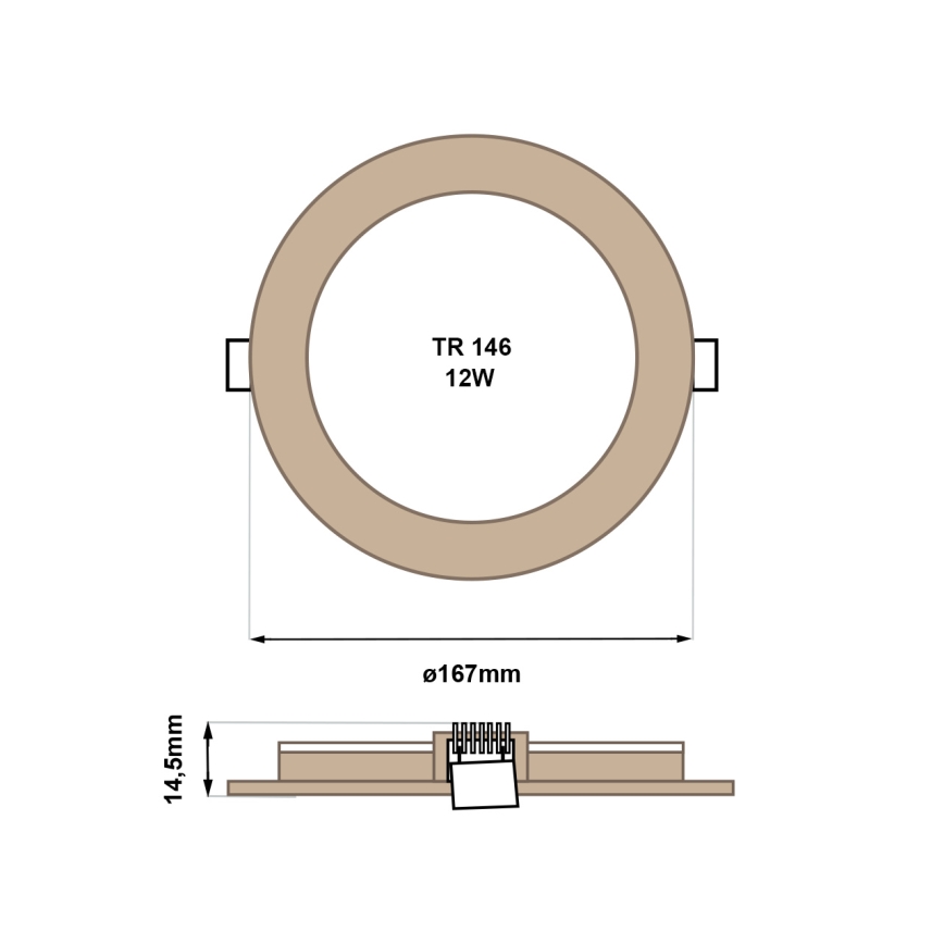 LED Süvistatav valgusti CIRCLE LED/12W/230V 4200K d. 16,7 cm pruun