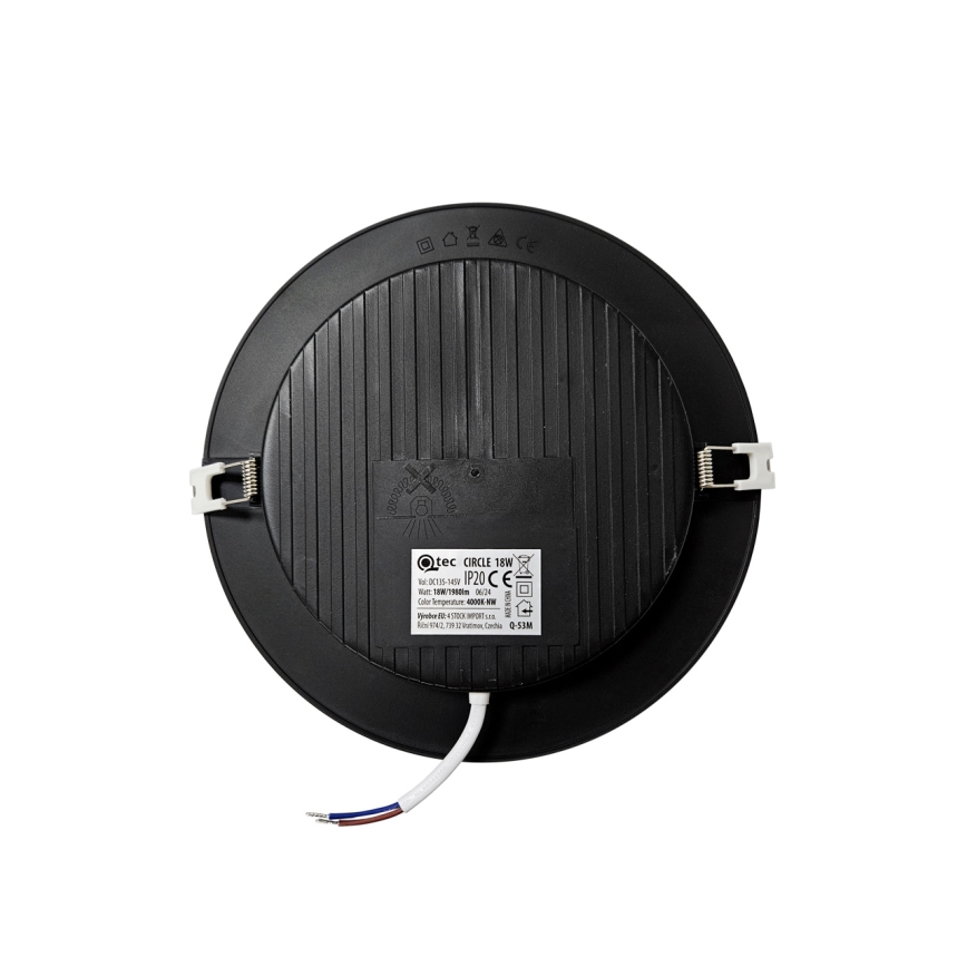 LED Süvistatav valgusti CIRCLE LED/18W/230V 4000K d. 22 cm must