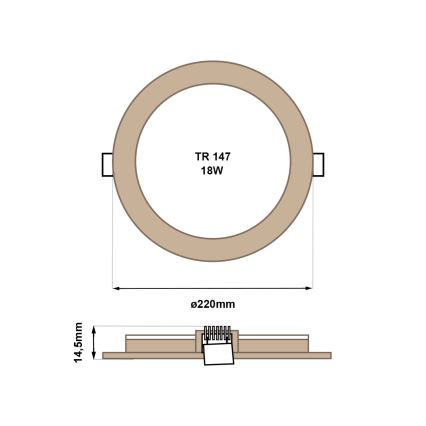 LED Süvistatav valgusti CIRCLE LED/18W/230V 4200K d. 22 cm pruun