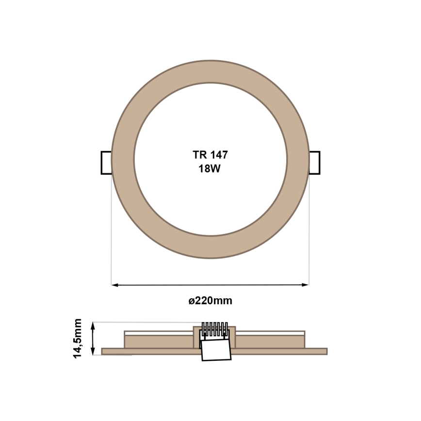 LED Süvistatav valgusti CIRCLE LED/18W/230V 4200K d. 22 cm pruun