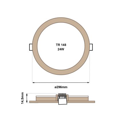 LED Süvistatav valgusti CIRCLE LED/24W/230V 4200K d. 29,6 cm pruun